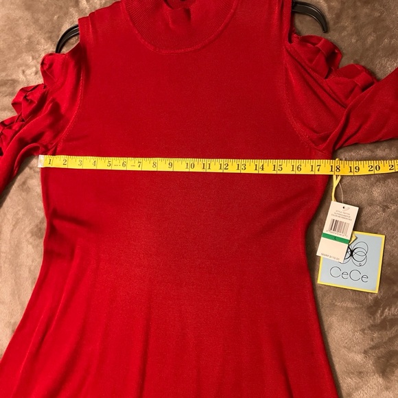 CeCe Glitz&Glamour Ribbon Red Knit Dress Size L - Picture 7 of 8